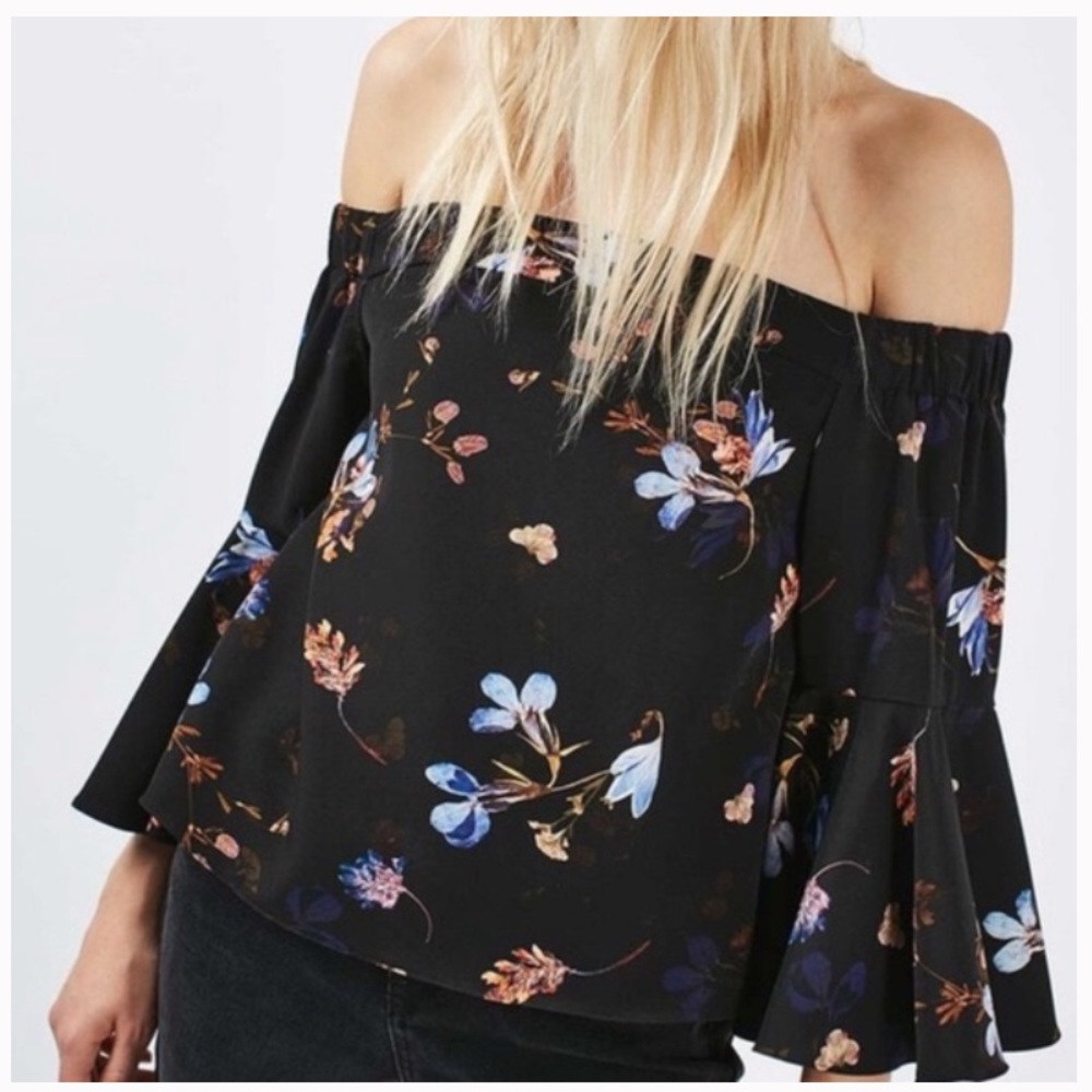 Topshop Blouse with Bell Sleeves Size 2